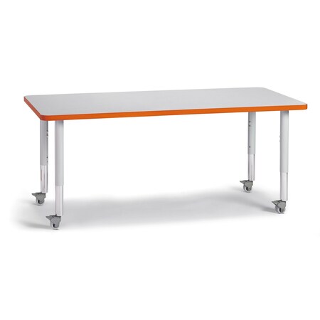 Jonti-Craft Berries Rectangle Activity Table, 30 in. x 60 in., Mobile, Freckled Gray/Orange/Gray 6408JCM114